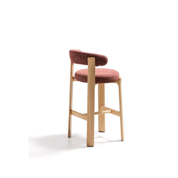 Barski stol iz masivnega jesena v barvi terakote in svetli naravni barvi (višina sedeža 75 cm) Granite – Kave Home-image-4