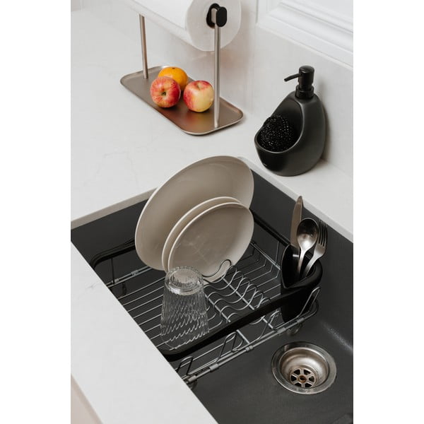 Črn jeklen odcejalnik posode 37x29 cm Sinkin – Umbra-image-1