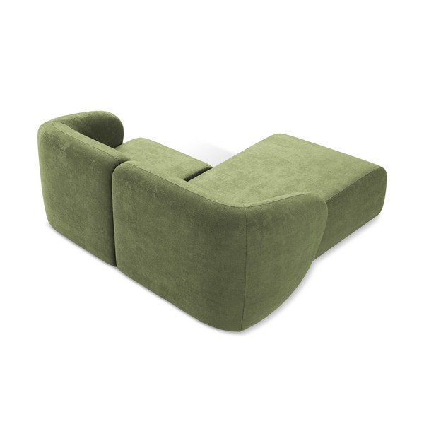 Zelena kotna sedežna garnitura iz šenilje (levi kot/z ležalnikom) Lani – Makamii-image-3