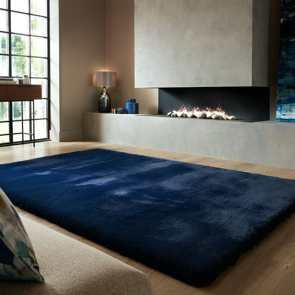 Temno modro sintetično krzno 200x290 cm Ivy Luxury Fur – Flair Rugs-image-1