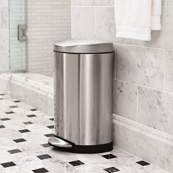 Jeklen koš za smeti s pedalom v srebrni barvi 10 l – simplehuman-image-1