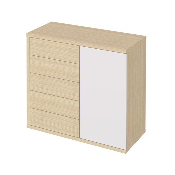 Bela komoda v dekorju hrasta 113x113 cm Hugo - TemaHome-image-2