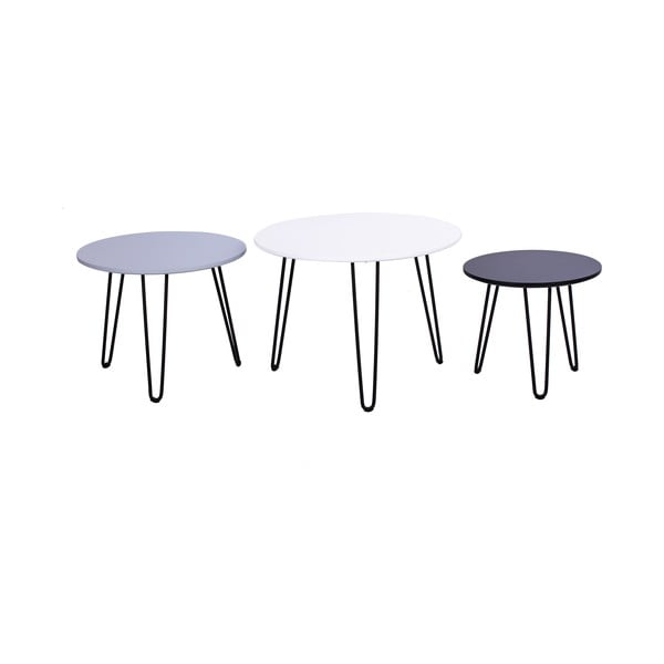 Komplet 3 dodatnih mizic Bonami Essentials Fabio White-image-2