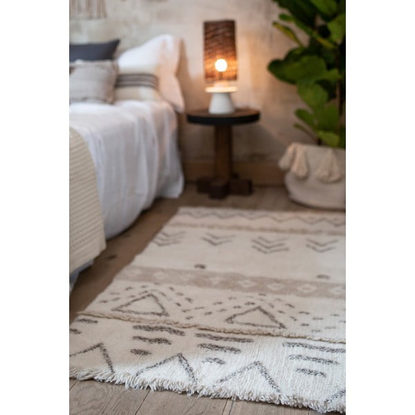 Kremno bela pralna ročno tkana volnena preproga 80x140 cm Lakota Day – Lorena Canals-image-1