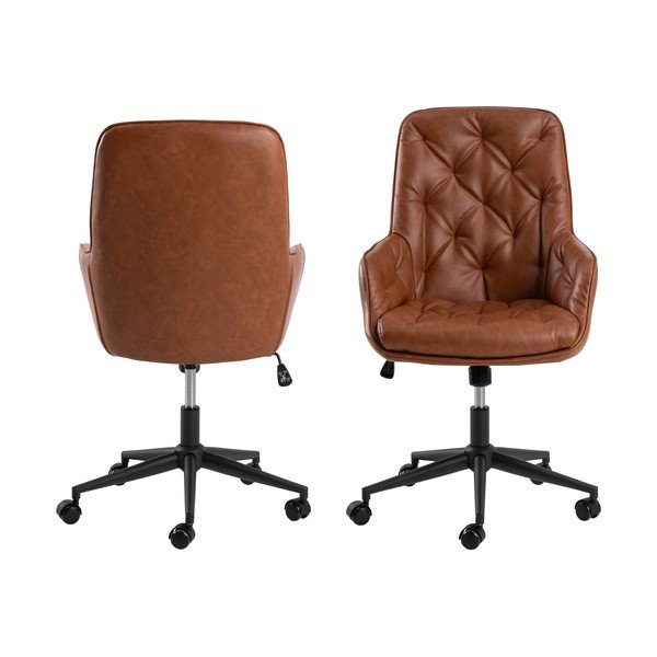 Pisarniški stol iz umetnega usnja v konjak rjavi barvi Erik – Actona-image-3