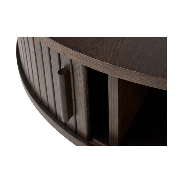 Okrogla klubska mizica v hrastovem dekorju v temni naravni barvi ø 85 cm Meta – Unique Furniture-image-4