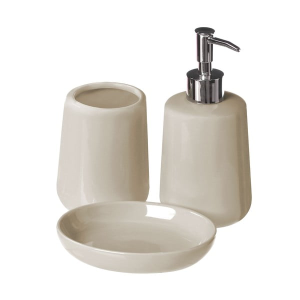 Kremno bel kamnit komplet pripomočkov za kopalnico Moon – Premier Housewares