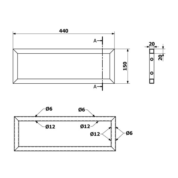 Bela jeklena podpora za pult 49x2 cm – Sapho-image-1