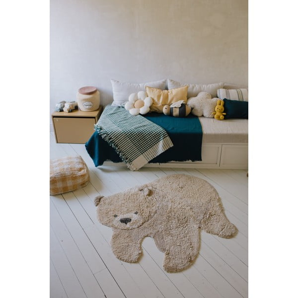Bež pralna ročno tkana bombažna otroška preproga 120x122 cm Bear – Lorena Canals-image-4