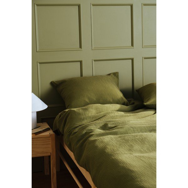 Kaki zelena enojna posteljnina iz muslina 140x200 cm Amilia – Jotex-image-1