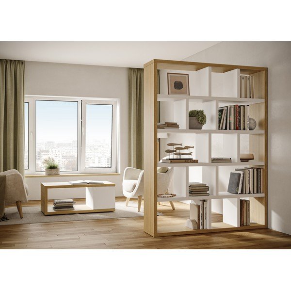 Bel/naraven regal v hrastovem dekorju 150x198 cm Berlin – TemaHome-image-1