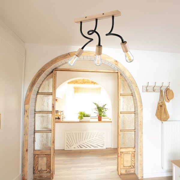 Stropna svetilka v črni in naravni barvi - LAMKUR-image-1