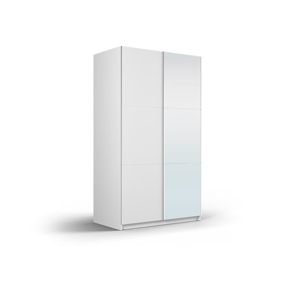 Bela garderobna omara z ogledalom in drsnimi vrati 122x215 cm Lisburn - Cosmopolitan Design-image-2