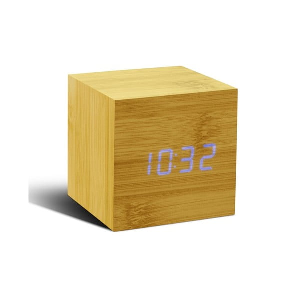 Modra LED budilka Cube Click Clock, bukev