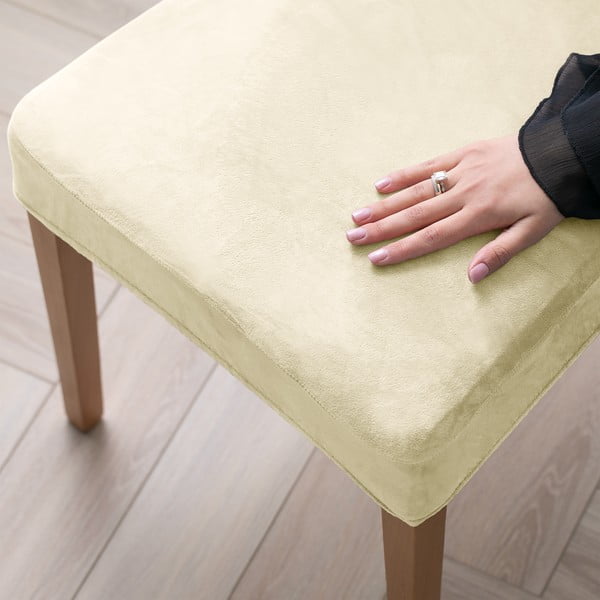 Kremno bele raztegljive prevleke v kompletu 4 ks za stol 48 cm Sento – Restilo-image-1