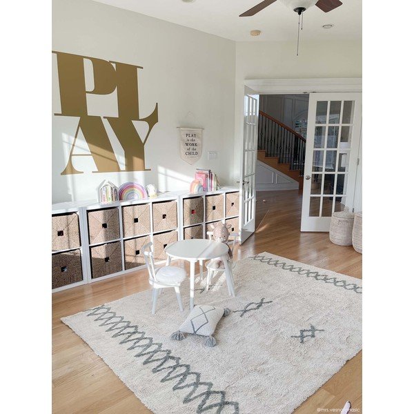 Modra/kremno bela pralna ročno tkana bombažna preproga 170x240 cm Atlas Natural – Lorena Canals-image-3