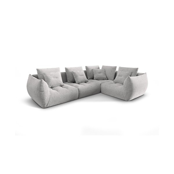 Svetlo siva kotna sedežna garnitura (desni kot/v obliki črke L) Bloom – Micadoni Home-image-3