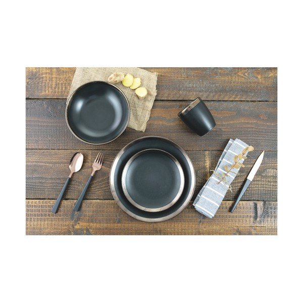 18-delni komplet črne keramične posode Villa d'Este Naima-image-1