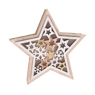 Lesena zvezda z LED lučko Dakls, višina 15 cm