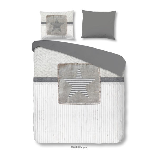 Bombažno posteljno perilo Dobro jutro Riv Grey, 200 x 240 cm