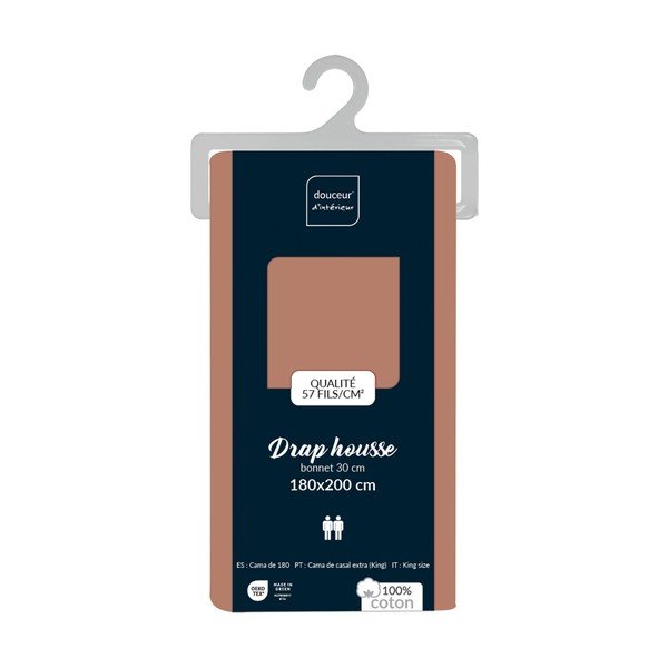 Rožnato-oranžna napenjalna bombažna rjuha 180x200 cm Lina – douceur d'intérieur-image-2