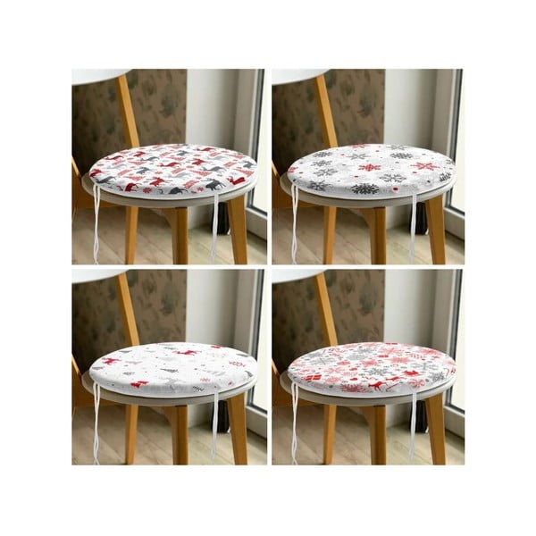 Sedežne blazine z božičnim motivom v kompletu 4 ks ø 40 cm Snowflakes – Mila Home-image-3