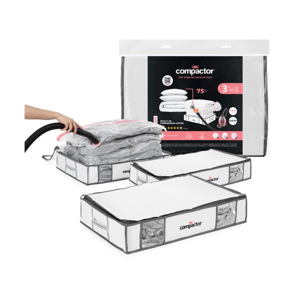Vakuumske/ojačane tekstilne škatle za shranjevanje oblačil v kompletu 3 ks 45x65x15,5 cm Life – Compactor