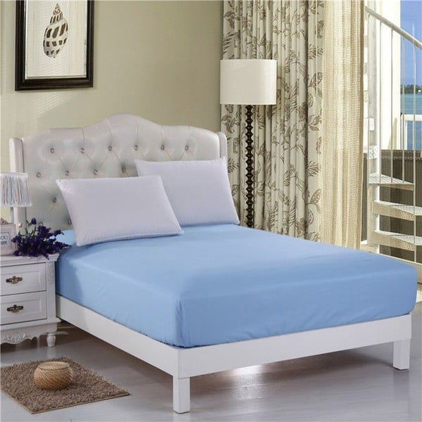 Svetlo modra neelastična rjuha za zakonsko posteljo Purreo Lento, 160 x 200 cm