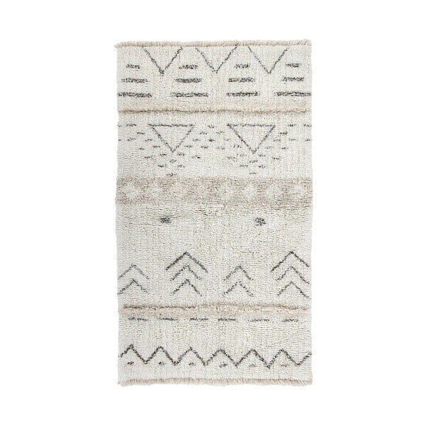 Kremno bela pralna ročno tkana volnena preproga 80x140 cm Lakota Day – Lorena Canals