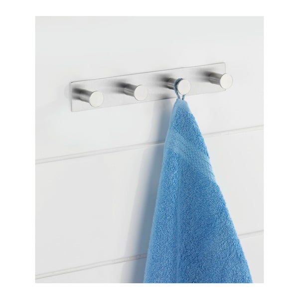 Stenski obešalnik s 4 kavlji v srebrni barvi Wenko Celano-image-1