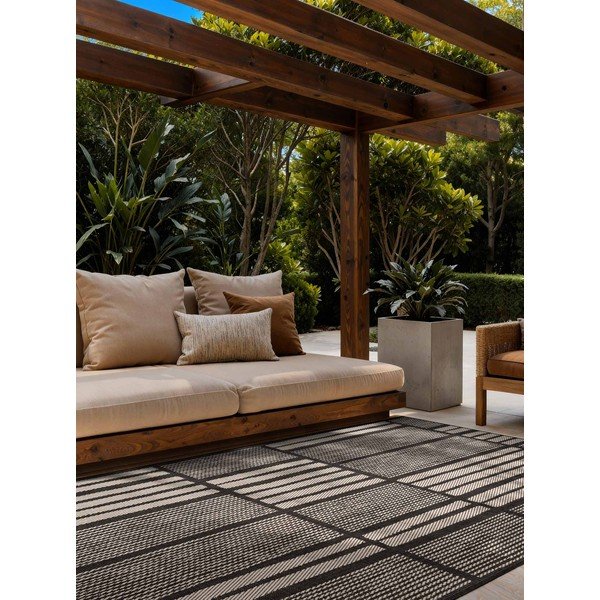 Črna/kremno bela notranja in zunanja preproga 200x300 cm Haringey Allington – Ted Baker-image-1