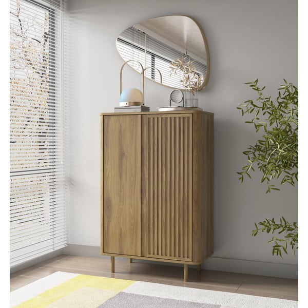 Omarica v hrastovem dekorju v naravni barvi 86x130x40 cm Salma – Marckeric-image-1