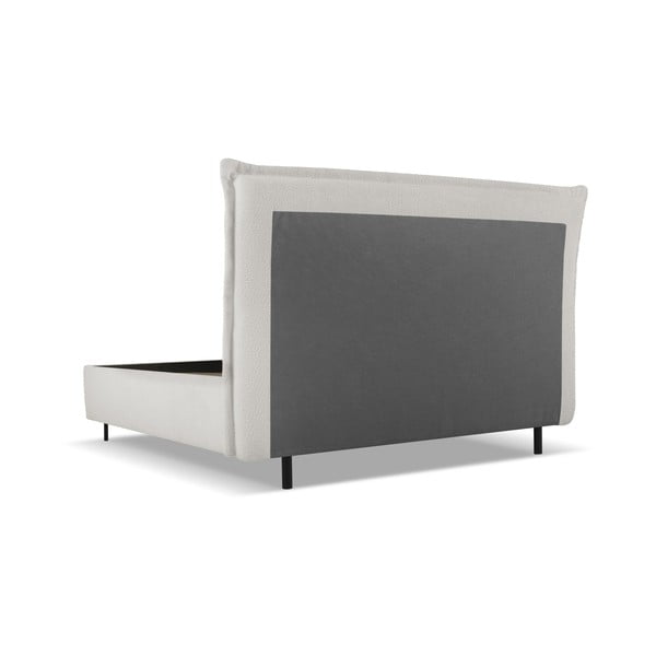 Svetlo siva oblazinjena zakonska postelja s prostorom za shranjevanje in letvenim dnom 160x200 cm Armie – Milo Casa-image-3