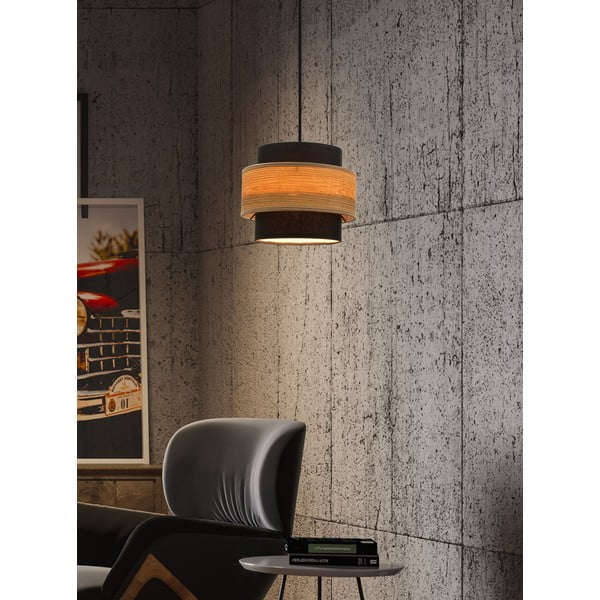Črna/naravna viseča svetilka s tekstilnim senčnikom ø 20 cm Twin – Candellux Lighting-image-1