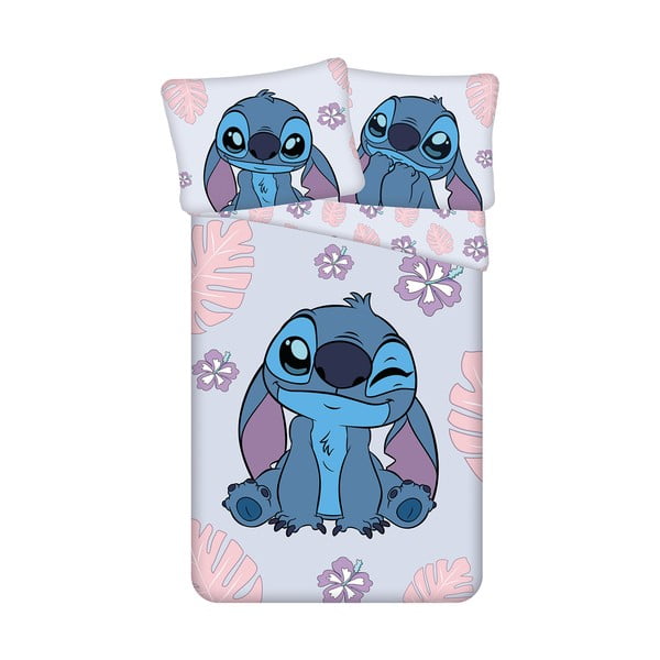 Modro-vijolična enojna bombažna otroška posteljnina 140x200 cm Lilo and Stitch "Cute" – Jerry Fabrics