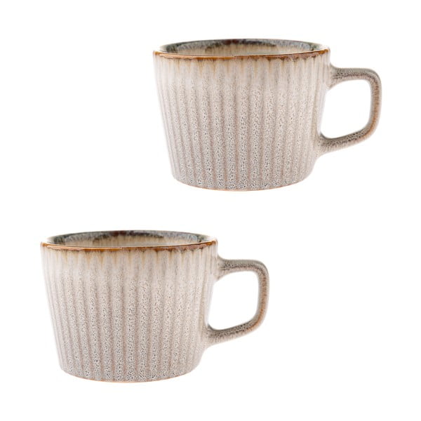 Kremno bele skodelice v kompletu za kapučino 2 ks iz kamenine 190 ml Tone – Dakls