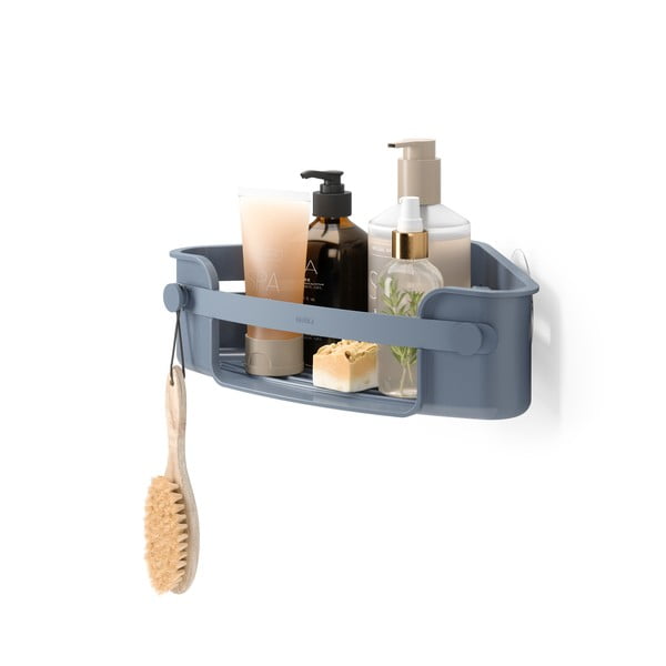 Modra kotna kopalniška polica iz reciklirane plastike z namestitvijo brez vrtanja Flex – Umbra
