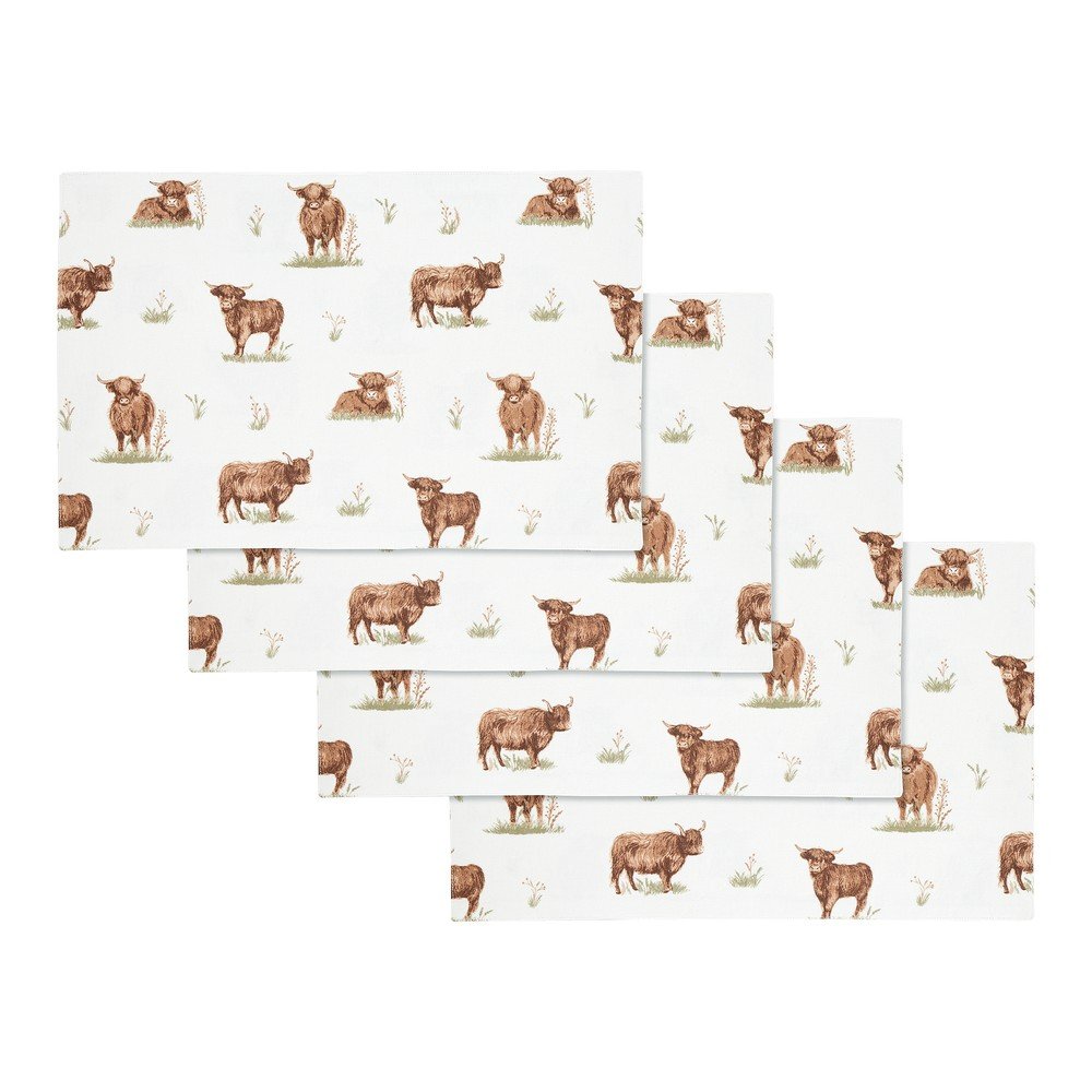Bombažni pogrinjki v kompletu 4 ks 30x46 cm Angus Highland Cow