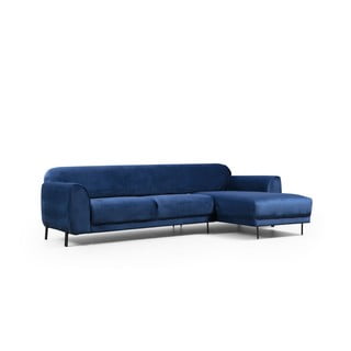 Modri kotni raztegljiv kavč z žametno površino Artie Image, desni kot