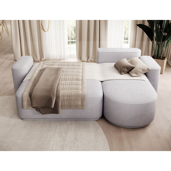 Svetlo siva raztegljiva/s prostorom za shranjevanje kotna sedežna garnitura iz šenilje (desni kot/z ležalnikom) Aurumm – ELTAP-image-4