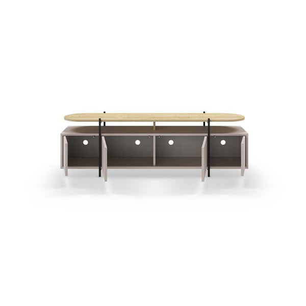 Siva/bež TV omarica v hrastovem dekorju 160x48 cm Hinoa – Marckeric-image-3