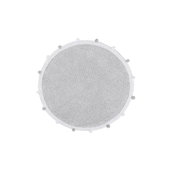 Svetlo siva pralna ročno tkana bombažna otroška preproga ø120 cm Bubbly – Lorena Canals