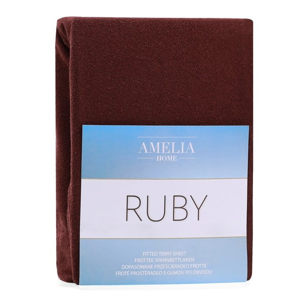 Rjava napenjalna rjuha iz frotirja 180x200 cm Ruby – Restilo-image-2