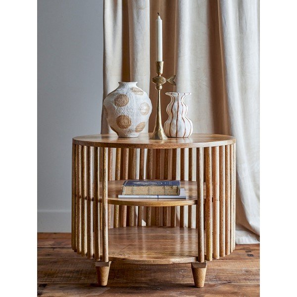 Okrogla klubska mizica iz masivnega manga v naravni barvi ø 60 cm Sali – Bloomingville-image-1