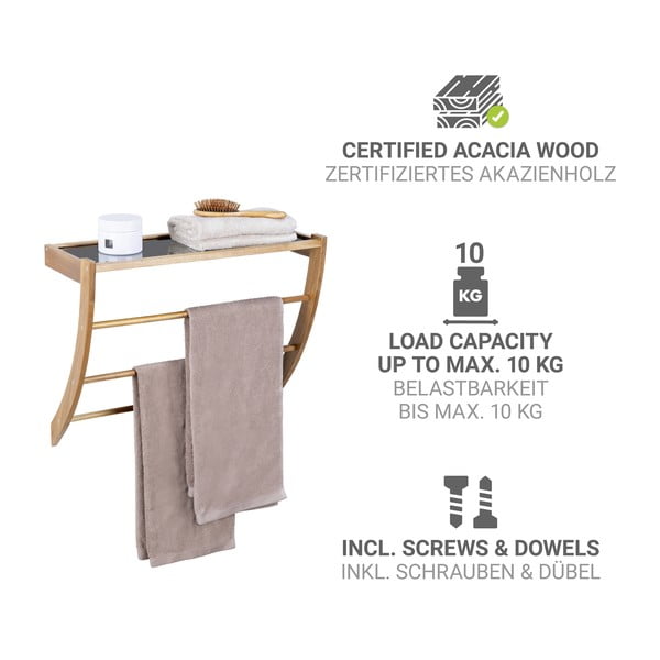 Leseno stensko držalo za brisače v temni naravni barvi Fondi – Wenko-image-2