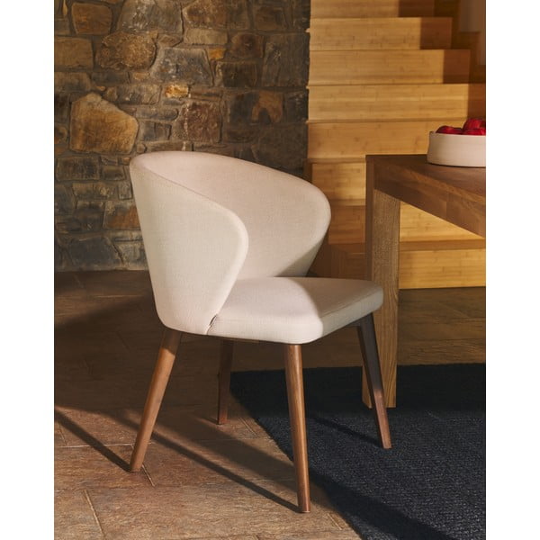 Kremno bel oblazinjen jedilni stol Darice – Kave Home-image-1