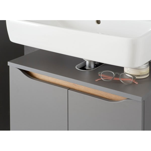 Siva omarica za pod umivalnik 60x53 cm Set 357 - Pelipal-image-1