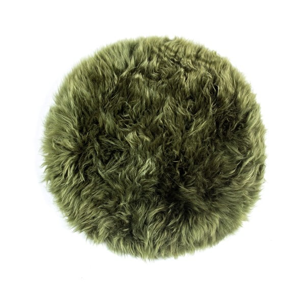 Temno zelena sedežna blazina iz ovčje kože Royal Dream Zealand, ⌀ 35 cm