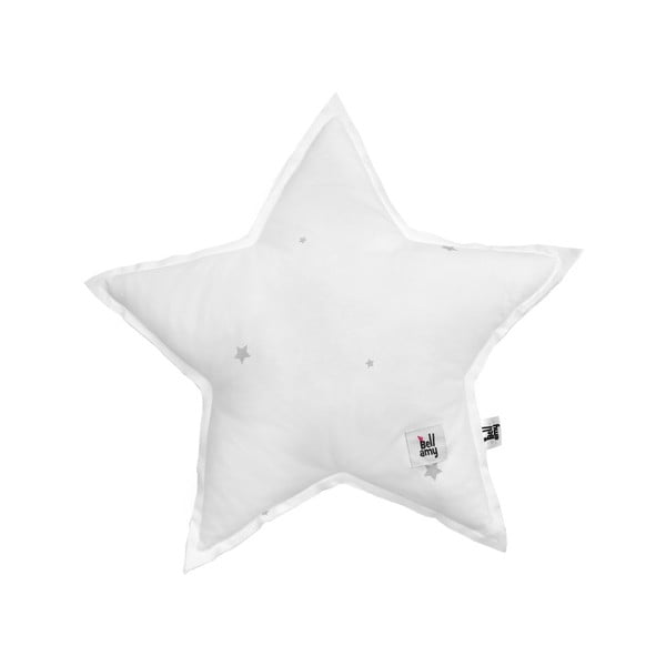 BELLAMY Shining Star siv bombažni otroški vzglavnik v obliki zvezde