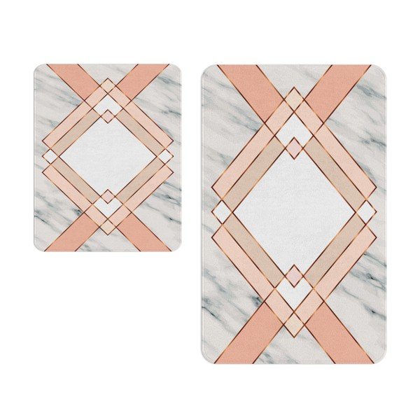 Bele/rožnate kopalniške preproge v kompletu 2 ks 60x90 cm – Oyo Concept